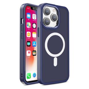 Coque pour iPhone 14 magnétique blindée MagSafe Color Matte - bleu