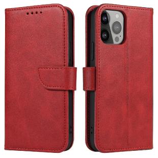 Étui portefeuille avec support pour étui aimanté pour iPhone 15 Plus - Rouge