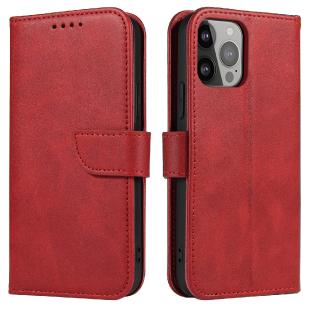 Étui portefeuille avec support pour étui aimanté pour iPhone 15 Pro - Rouge