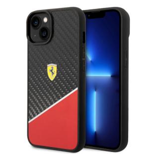 Ferrari coque arrière rigide pour iPhone 14 Plus - Carbon - Stripe - Rouge