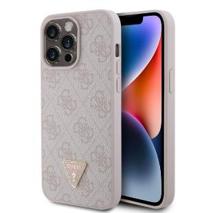 Guess Coque arrière pour iPhone 15 Pro Max - 4G Triangle - Strass - Rose