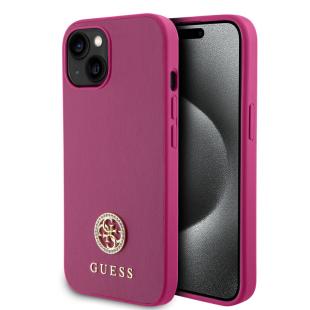 Guess Coque arrière pour iPhone 15 - Collection 4G Metal Logo - Strass - Rose
