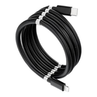 Câble Type C pour iPhone Lightning 8-pin Power Delivery PD18W enroulement magnetique 3A C673 noir 1m
