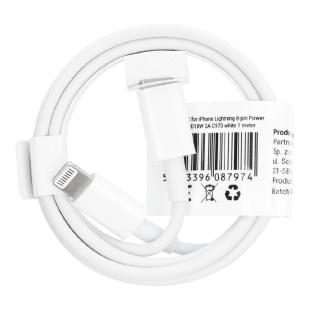 Câble Type C pour iPhone Lightning 8-pin Power Delivery PD18W 2A C973 blanc 1 m