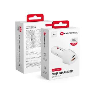 FORCELL CARBON chargeur voiture Type C 3.0 PD20W + USB QC3.0 18W 5A CC50-1A1C blanc (Total 38W)