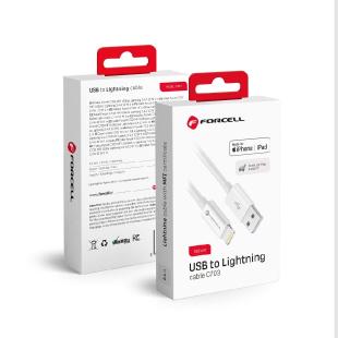 FORCELL câble USB A à Lightning 8-pin MFi 2,4A/5V 12W C703 1m blanc