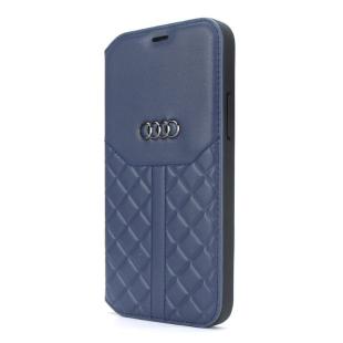 Audi Etui pour Apple iPhone 12 Pro Max - Bleu Book type housse Q8 Série - cuir véritable