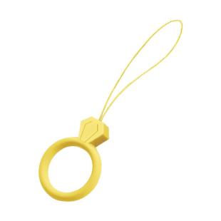 Lanière en silicone pour téléphone pendentif bague en diamant pour un doigt jaune