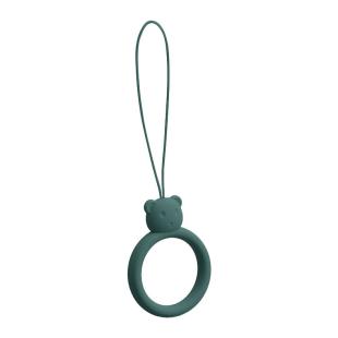 Un tour de cou en silicone pour téléphone anneau d'ours sur un doigt vert bouteille