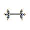 Piercing poitrine Cristal pétale trois extrémités Fleur en acier chirurgical 316L  -  Gold/Bleu/Clair