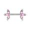 Piercing poitrine Cristal pétale trois extrémités Fleur en acier chirurgical 316L  -  Rose/Clair