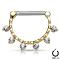 Piercing poitrine clicker Cristaux 6 ligne de perles suspendues en acier chirurgical 316L  -  Gold/Clair