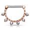 Piercing poitrine clicker Cristaux 6 ligne de perles suspendues en acier chirurgical 316L  -  Rose or/Clair