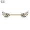 Piercing poitrine Les ailes des anges avec bordée CZs en acier chirurgical 316L  -  Gold/Clair