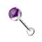 Piercing langue rose métallique encastrée dans une boule transparente en acier chirurgical 316L  Couleur : Violet
