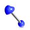 Piercing langue boules de coeur en acrylique 316L acier chirurgical 14g  Couleur : Bleu