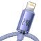 Câble série Baseus Crystal Shine Câble USB pour charge rapide et transfert de données USB Type A - Lightning 2.4A 1.2m violet 