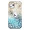 Coque de luxe pour iPhone 14 Pro avec cristaux Kingxbar Phoenix - Or et bleu