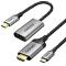 Choetech USB Type C - HDMI + USB Type C - Câble HDMI 2m gris 