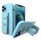 Coque avec une lanière de sac en chaîne lanière pour iPhone 13 Pro Max bleu