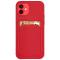 Étui à Cartes Étui Portefeuille en Silicone avec Fente pour Carte Documents pour Samsung Galaxy S21 Ultra 5G Rouge