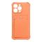 Coque pour iPhone 12 Pro Card Wallet Silicone Air Bag Armor Coque Orange