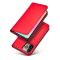 Magnet Card Coque pour iPhone 14 Flip Cover Wallet Stand Rouge