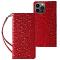 Magnet Strap Coque pour iPhone 14 Pro Coque avec Flip Wallet Mini Lanyard Stand Rouge