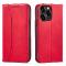 Coque pour iPhone 14 flip cover portefeuille support rouge