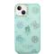 Guess Coque arrière rigide pour iPhone 14 - Peony Glitter - Turquoise