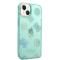 Guess Coque arrière rigide pour iPhone 14 - Peony Glitter - Turquoise