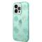 Guess Coque arrière rigide pour iPhone 14 Pro - Peony Glitter - Turquoise