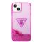 Guess Coque arrière rigide pour iPhone 14 Plus - Liquid Glitter - Translucide - Fuchsia