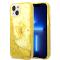 Guess Coque arrière rigide pour iPhone 14 Plus - Liquid Glitter - Translucide - Jaune