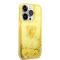 Guess Coque arrière rigide pour iPhone 14 Pro - Liquid Glitter - Translucide - Jaune