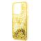 Guess Coque arrière rigide pour iPhone 14 Pro - Liquid Glitter - Translucide - Jaune