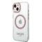 Guess coque arrière rigide pour iPhone 14 Plus - Pink Camera & Buttons - Magsafe Compatible - Transparent