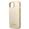 Guess Coque arrière rigide pour iPhone 14 - Croco - Metal Buttons & Camera - Or