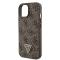 Guess Coque arrière pour iPhone 15 - Collection 4G Triangle - Strass - Marron