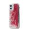 Guess Coque arrière pour Apple iPhone 12 Mini - Raspberry Liquid Glitter