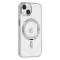 UNIQ Accessory Coque arrière pour iPhone 14 - Support rotatif à 360 degrés compatible Magsafe - Transparent - Argent