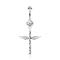 Piercing nombril croix pendante avec ailes et cristaux en acier chirurgical 316L Couleur : Clair