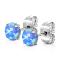 Paire de boucles d'oreilles en Acier Inoxydable 316 L avec tige sertie de pierre d’opale Couleur : Acier-Bleu opale