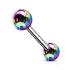 Piercing langue revêtement métallique ab plus de boules en acier chirurgical 316Lbarbells - Rainbow