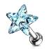 Piercing cartilage tragus crystal top star acier 316L - Lt.bleu