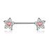 Piercing poitrine 5 cz fleur avec opal glitter center 316L - rose
