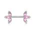 Piercing poitrine Cristal pétale trois extrémités Fleur en acier chirurgical 316L  -  Rose/Clair