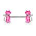 Piercing poitrine opal glitter chats set en acier chirurgical 316L - rose