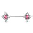 Piercing poitrine filigrane floral carré avec des accents de cristal et opal glitter center - rose