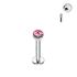 Piercing labret Austrian Crystal Gem Ferido pavée couverte époxy clair Boule  - rose
